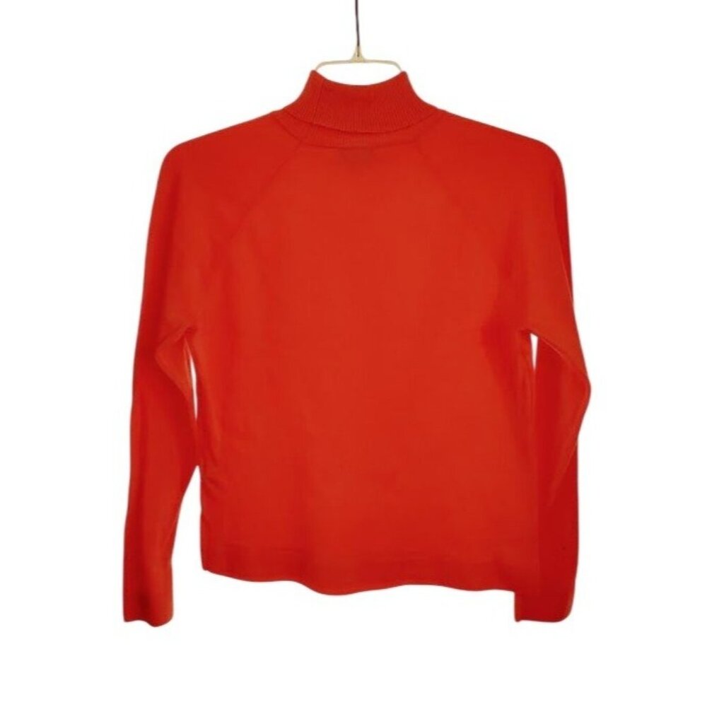 Vintage 90s Talbots Petites Orange Turtleneck Mercerized Cotton Knit Sweater PL